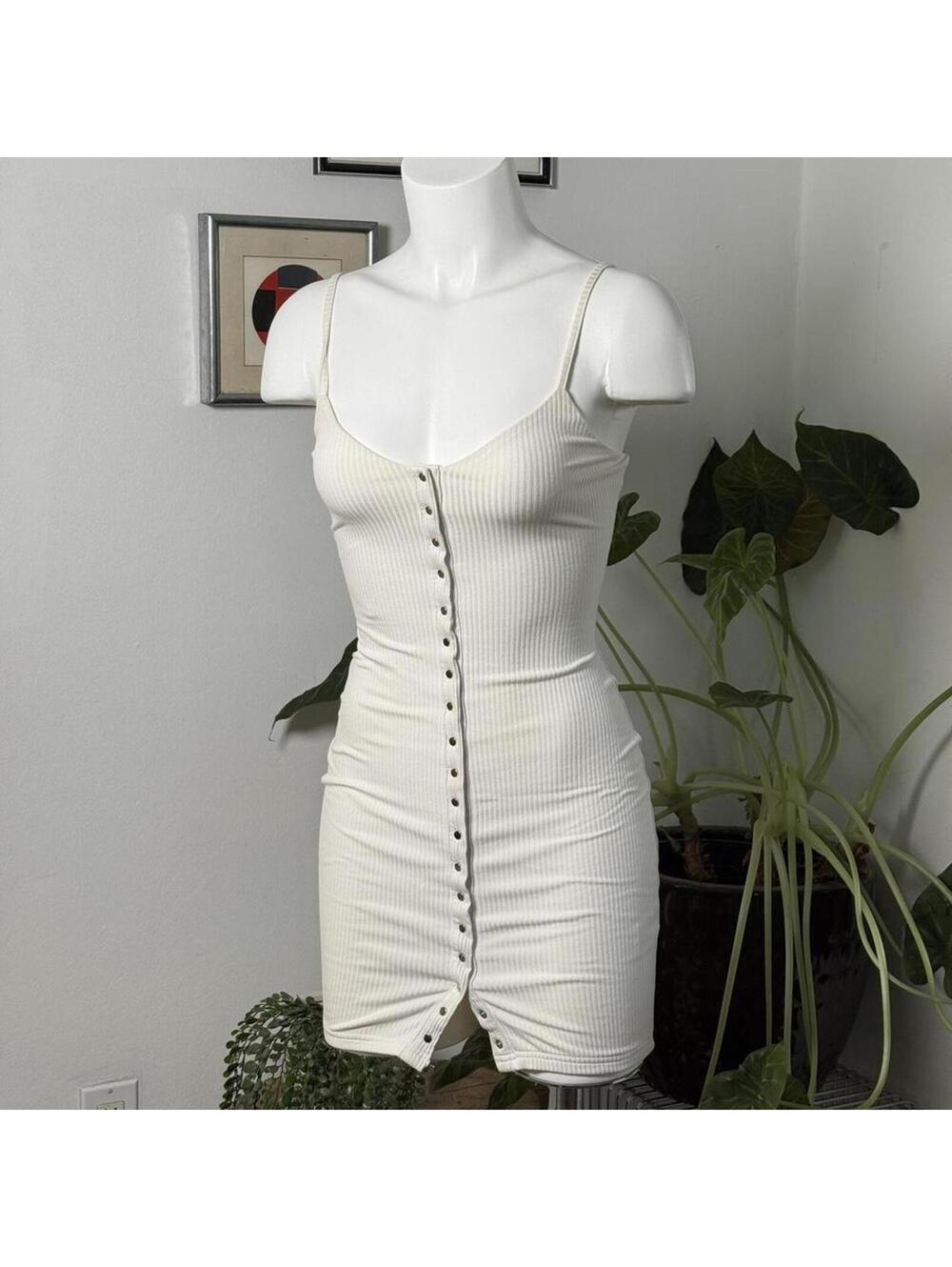 By the way white ribbed bodycon dress